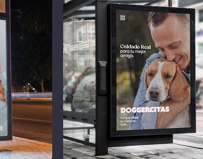 Cartel de Doggercitas en parada de autobús